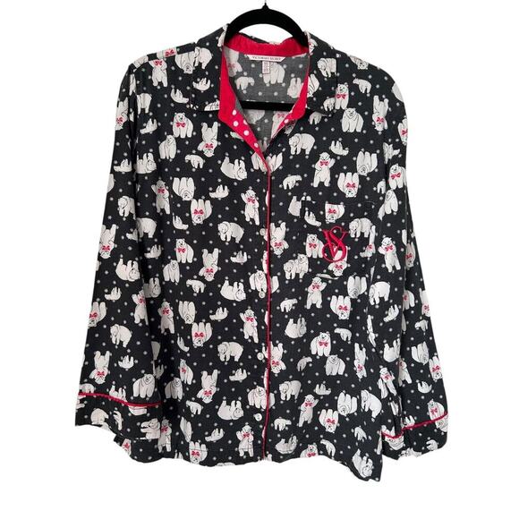 Victoria's Secret Sleepwear M Dreamer Dancing Polar Bears Flannel 2pc Pajama Set - Picture 2 of 16